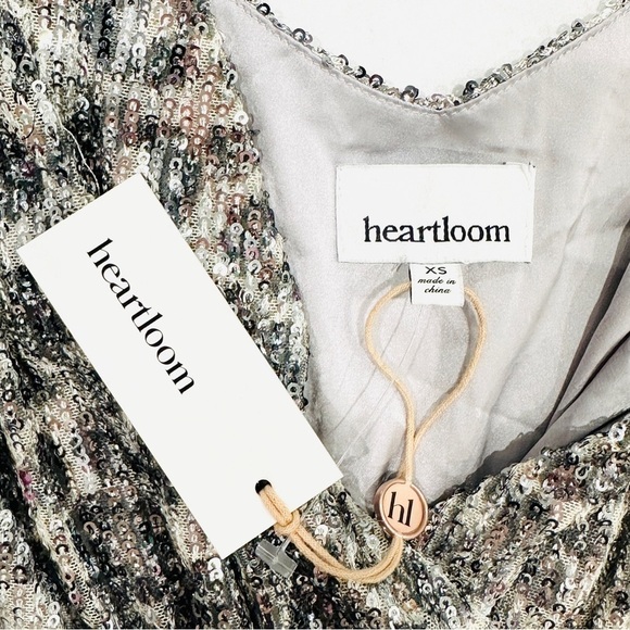 NWT HEARTLOOM Rue Spaghetti Strap Silver Sequin Leopard Dress - Picture 3 of 10